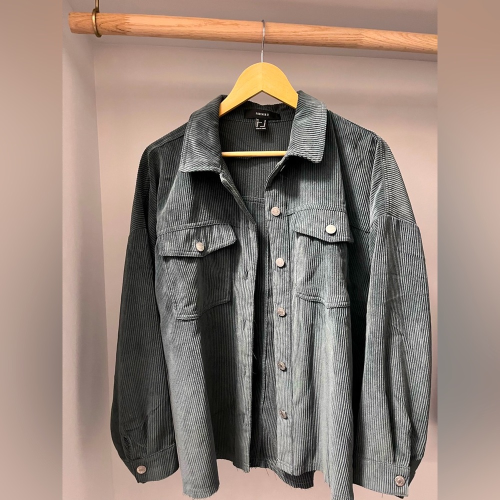 Blue/green corduroy shirt-jacket. Great condition.
